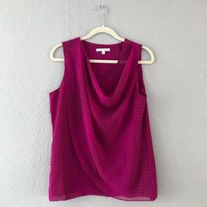 Cabi floral tunic drape blouse, medium, faux wrap top, bold cabi top